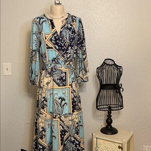 G by Giuliana Blue and Cream Paisley Dress